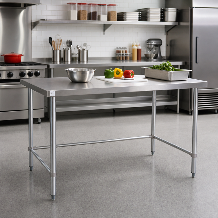 Product image #2 for Klinger's Trading 72 Inch x 18 Inch Stainless Steel Open Base Work Table