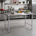 Thumbnail image #2 for Klinger's Trading NSG1872 72 x 18 x 36 Inch Stainless Steel Open Base Work Table, 18-Gauge 400-Series Top, Galvanized Base