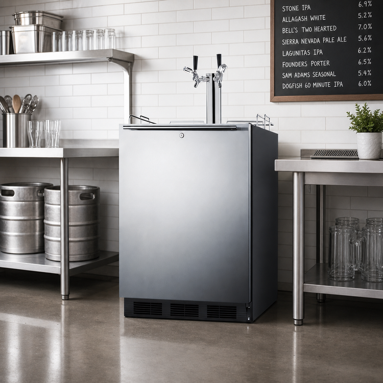 Product image #3 for Summit Commercial ADA-Compliant Dual-Tap Kegerator, Built-In/Freestanding, 5.5 Cu. Ft., 2 1/6-Barrel Keg Capacity