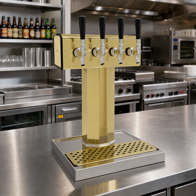 Product image #2 for Glastender Tee Draft Single-Column Countertop Glycol-Cooled Draft Dispensing Tower with 4 Faucets