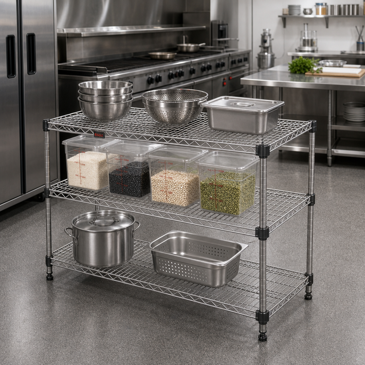 Product image #2 for Eagle Group QuadTruss Quad-Adjust Wire Shelf, 42 x 18 Inches, Stainless Steel Finish, 800 lb Capacity