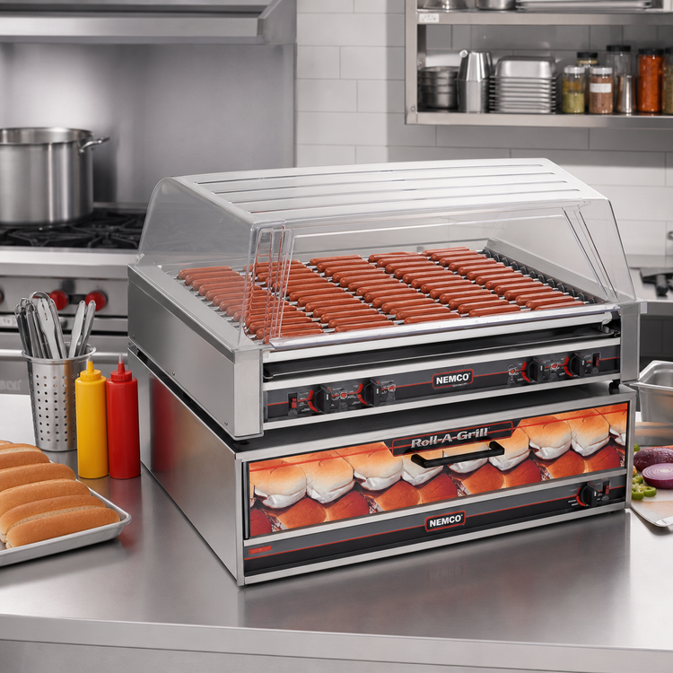 Product image #2 for Nemco Roll-A-Grill 16-Roller Electric Hot Dog Grill, 75-Hot-Dog Capacity, 220V