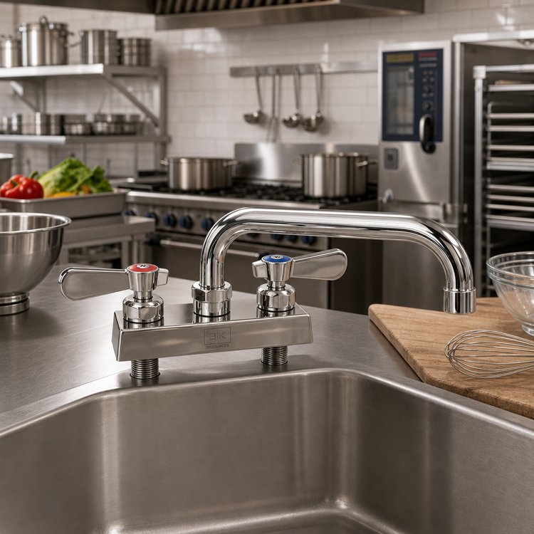 Product image #2 for BK Resources Evolution 4-Inch Center Deck Mount Manual Faucet with 6-Inch Swing Spout