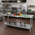 Thumbnail image #2 for Advance Tabco 108-Inch x 30-Inch 304 Stainless Steel Flat Top Work Table with Galvanized Legs and Adjustable Undershelf