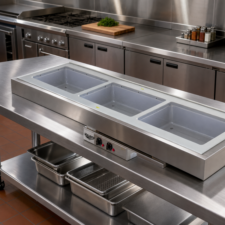Product image #2 for Vollrath 3-Pan Short Side Drop-In Hot Well with Infinite Controls and Standard Drain