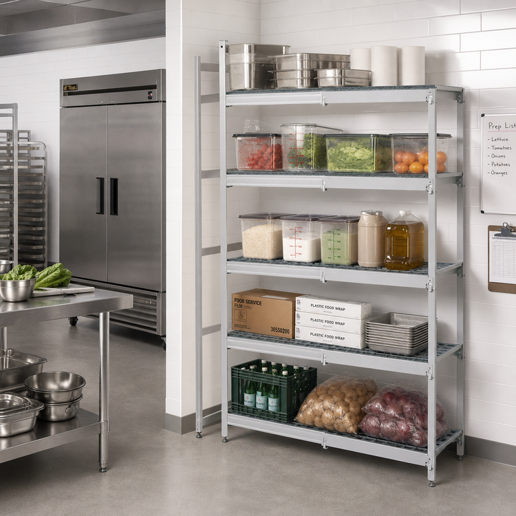 Product image #2 for Fermostock 5-Tier Corner Expansion Polymer Shelving Unit, 83 Inch H x 52 Inch W x 18 Inch D