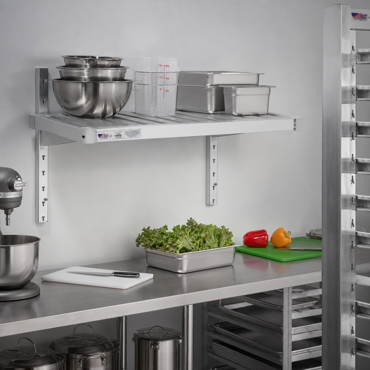 Product image #3 for New Age Adjustable Heavy-Duty T-Bar Wall-Mounted Aluminum Shelf, 18 x 36 Inches, 900 lb. Capacity