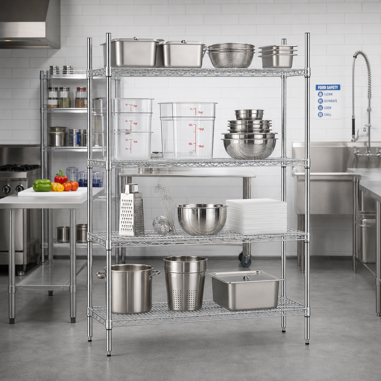 Product image #2 for Advance Tabco Special Value Series Heavy-Duty Chrome Plated Wire Shelf, 48"W x 14"D