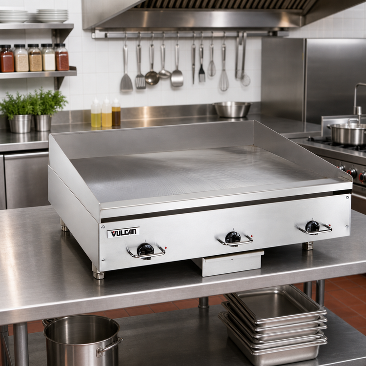 Product image #3 for Vulcan HEG72E Heavy Duty Countertop Electric Griddle with 72 x 24 Inch Polished Steel Cooking Surface