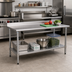 Thumbnail image #2 for BlendPort Budget Series 430 Stainless Steel Work Table with Backsplash and Undershelf, 48