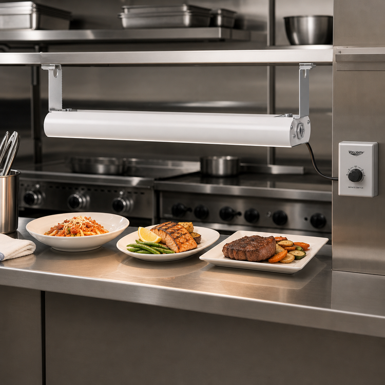 Product image #2 for Vollrath 18-Inch Low Profile Unlighted Strip Heat Lamp with Remote Infinite Switch, White Hammer Finish