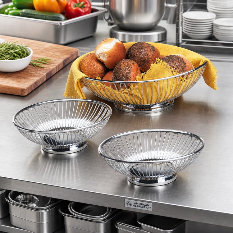Product image #2 for American Metalcraft Oval Stainless Steel Serving Basket