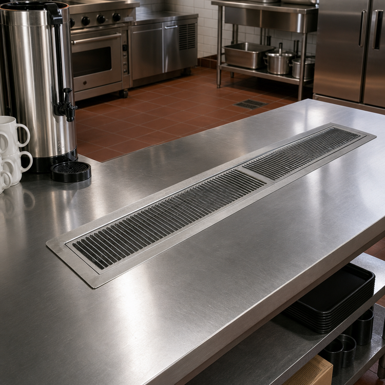 Product image #2 for BK Resources 12-Inch Stainless Steel Flush-Mount Urn Trough with Removable Drip Plate