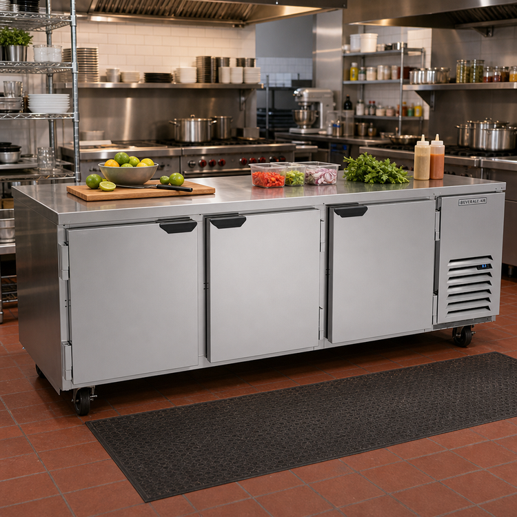Product image #3 for Beverage-Air UCR93AHC Three-Section Undercounter Side-Mount Refrigerator, 93-Inch Wide