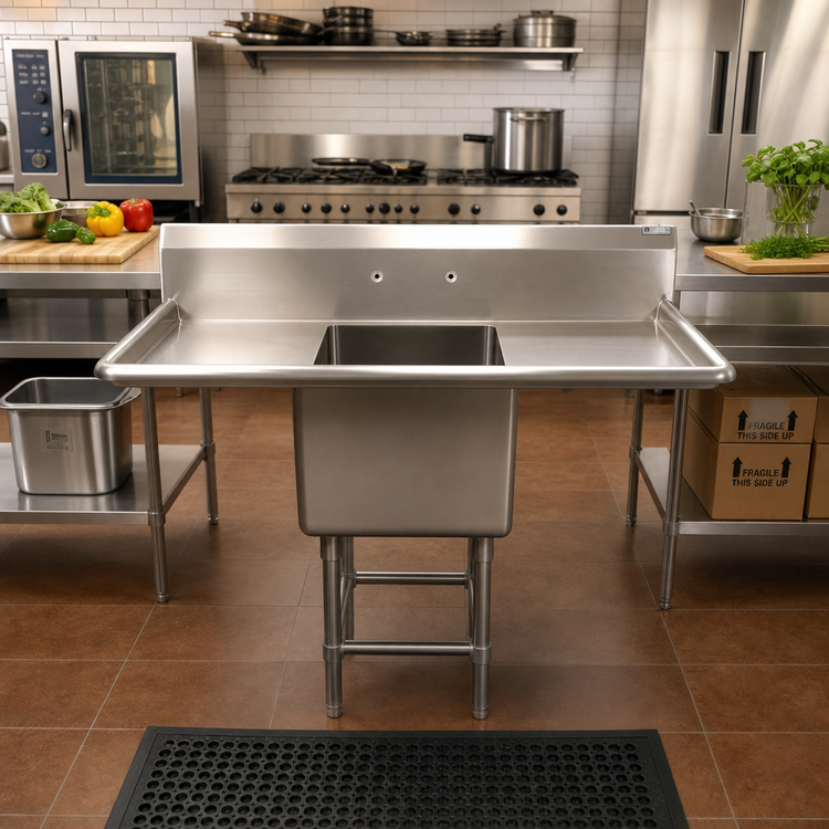 Product image #2 for John Boos Pro-Bowl 1-Compartment Stainless Steel Sink with Left and Right Drainboards, 20 x 20 x 12 Bowl