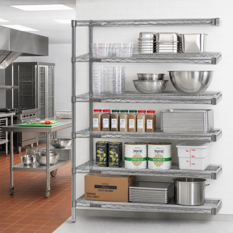 Product image #2 for Eagle Group 5-Tier Add-On QuadTruss Wire Shelving Unit, 72"W x 24"D x 74"H, Stainless Steel Finish