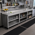 Thumbnail image #2 for Advance Tabco 144-Inch x 36-Inch Stainless Steel Underbar Work Table with Open Front Cabinet Base and 1-1/2-Inch Rear Up-Turn