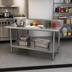 Thumbnail image #2 for Advance Tabco Special Value Series 84-Inch x 30-Inch 16-Gauge 430 Stainless Steel Work Table with 5-Inch Backsplash and Adjustable Undershelf