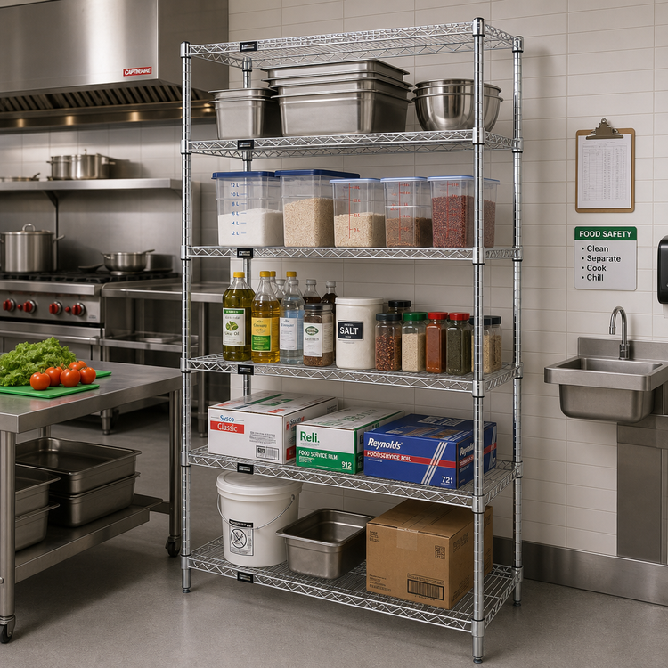 Product image #2 for Quantum 36"W x 18"D x 86"H 5-Shelf 304 Stainless Steel Wire Shelving Starter Kit