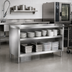 Thumbnail image #2 for Klinger's Trading DC1572 72-Inch Stainless Steel Dish Cabinet with Open Base and Mid-Shelf
