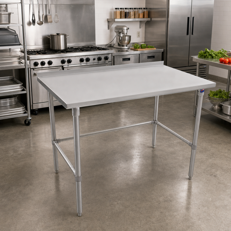 Product image #2 for John Boos Stallion 72" x 36" Stainless Steel Top Work Table with 1-1/2" Backsplash and Safety Edge