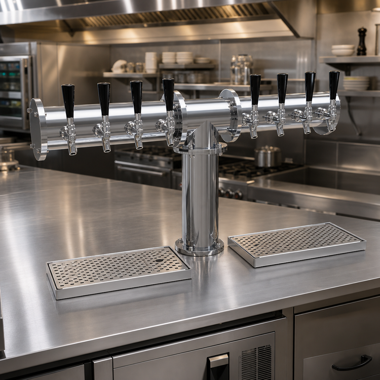 Product image #2 for Glastender Pipe Tee 8-Faucet Glycol-Cooled Countertop Draft Dispensing Tower