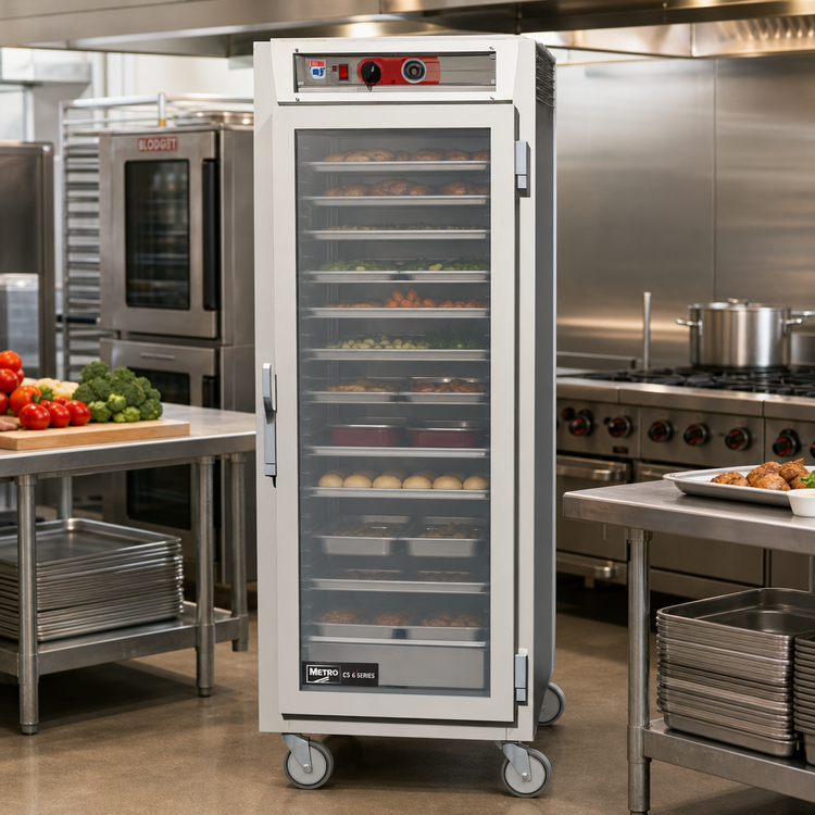 Product image #2 for Metro C5 6 Series Insulated Full-Height Mobile Pass-Thru Heated Holding Cabinet with Combination Glass and Solid Doors