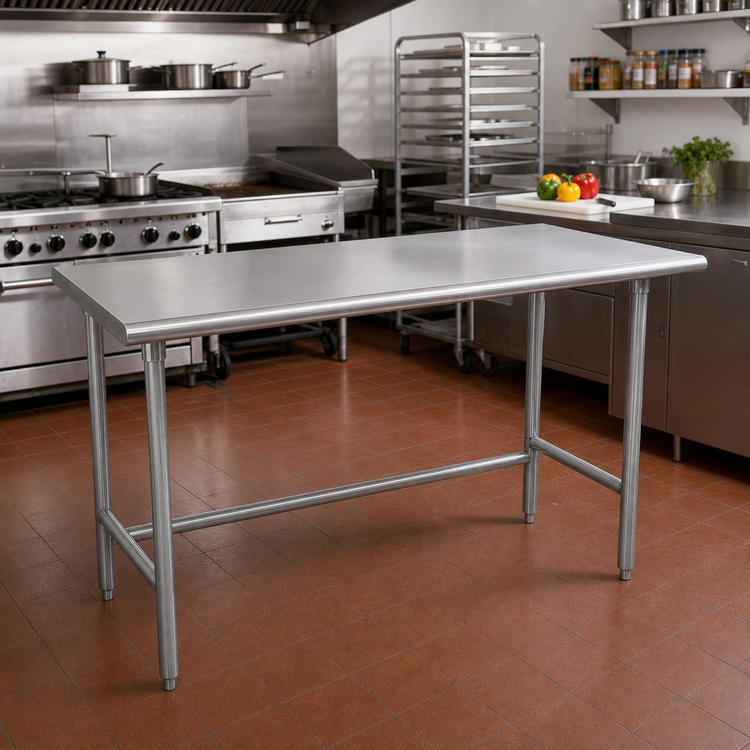 Product image #2 for Advance Tabco 84-Inch x 30-Inch 16-Gauge 304 Stainless Steel Work Table with Galvanized Base
