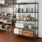 Thumbnail image #3 for Metro Super Erecta 5N357K3 Stationary Wire Shelving Starter Unit, 48"W x 18"D x 74"H, 5 Shelves, Green Epoxy Finish