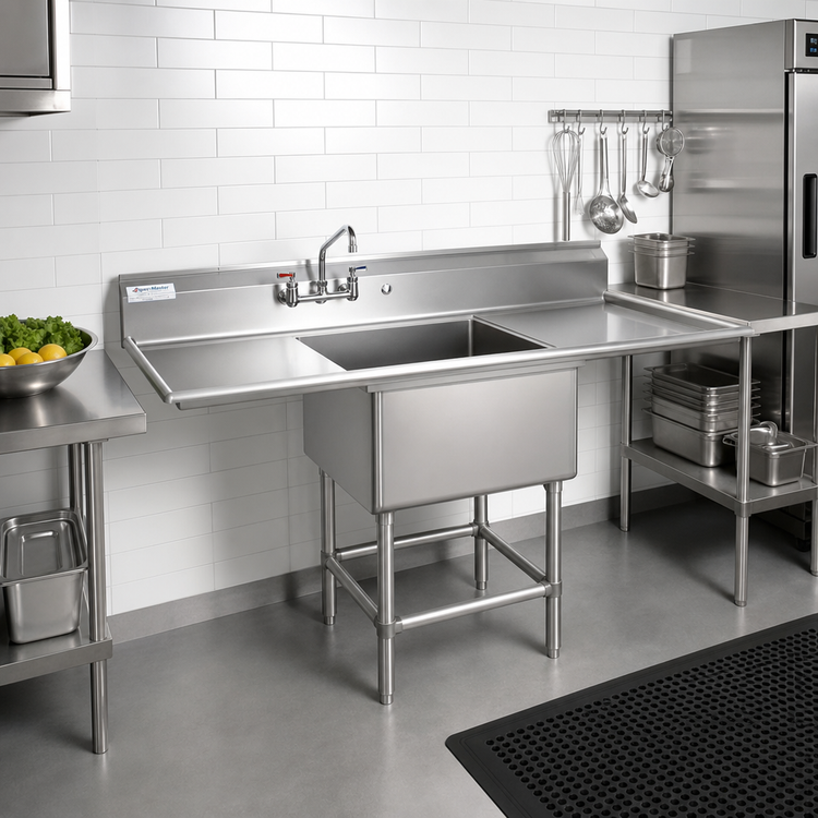 Product image #2 for Spec-Master 1-Compartment Stainless Steel Sink with Right Drainboard, 49-1/2 Inch W x 27 Inch D