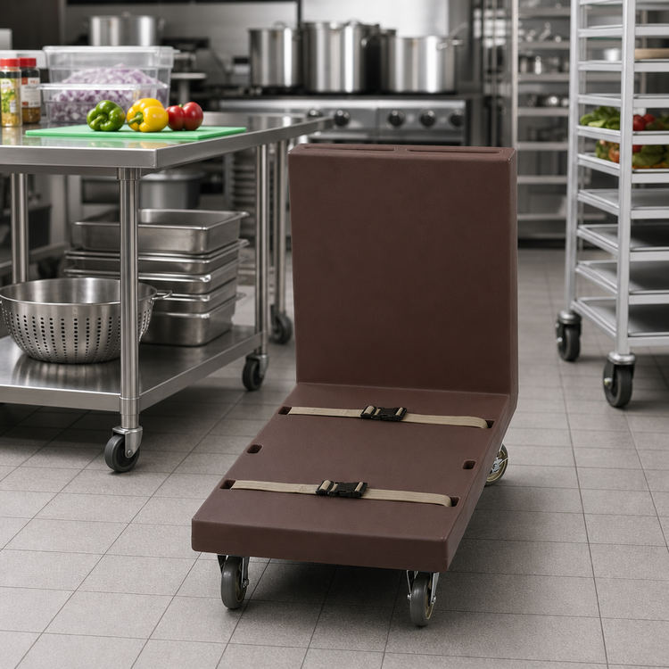 Product image #3 for Cambro Utility Platform Truck with Molded-In Handle and 2 Straps, Dark Brown