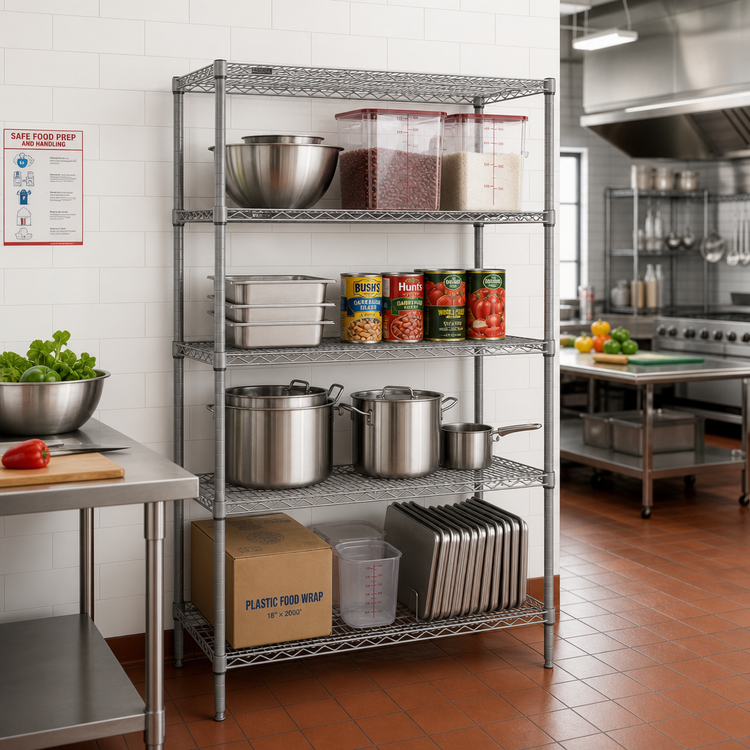 Product image #2 for Eagle Group Valu-Master Red-i-Pak 4-Tier Wire Shelving Unit, 36W x 18D x 63H, Stationary, Pewter Gray Epoxy
