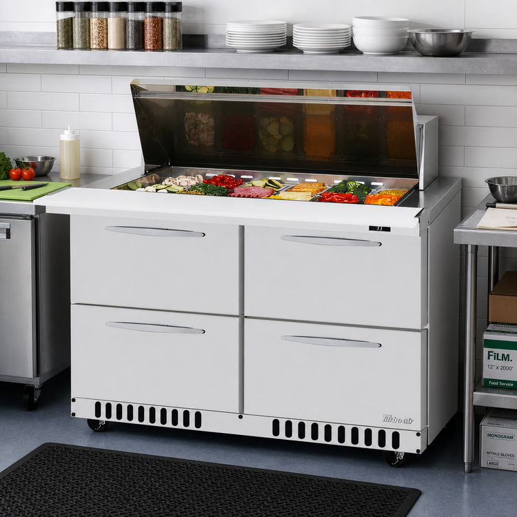 Product image #2 for Turbo Air PRO Series 48-1/4-Inch Front Breathing Mega Top Sandwich/Salad Prep Table with 4 Drawers, 2-Section