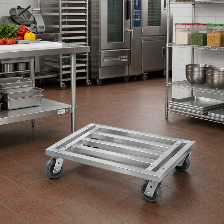Product image #2 for Mobile Tubular Aluminum Dunnage Dolly with 5-Inch Swivel Casters, 48 x 20 x 8 In.
