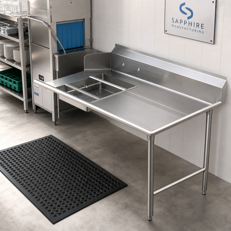 Product image #2 for Sapphire Manufacturing 72-Inch Straight Right-to-Left Soiled Dishtable with 20 x 20 x 5-Inch Pre-Rinse Sink