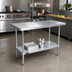 Thumbnail image #2 for 48 Inch x 36 Inch Stainless Steel Flat Top Work Table with Galvanized Legs and Undershelf