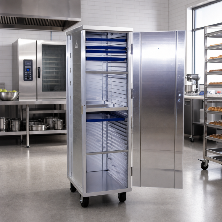Product image #2 for New Age Mobile Full-Height Front-Loading Enclosed Aluminum Pan Rack for 38 18" x 26" Pans