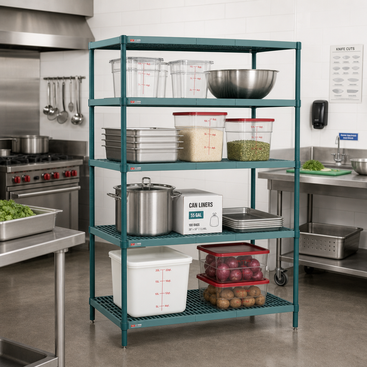 Product image #2 for Metro Super Erecta Pro 24"W x 54"D x 63"H 4-Shelf Stationary Polymer Shelving Starter Unit