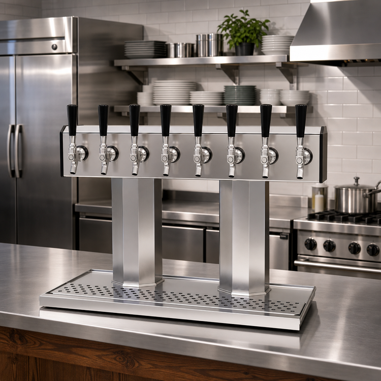 Product image #2 for Countertop Air-Cooled Tee Draft Dispensing Tower with 8 Stainless Steel Faucets