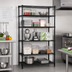 Thumbnail image #2 for Quantum 5-Shelf Stationary Wire Shelving Starter Kit, 60W x 36D x 63H, Black Epoxy Antimicrobial Finish