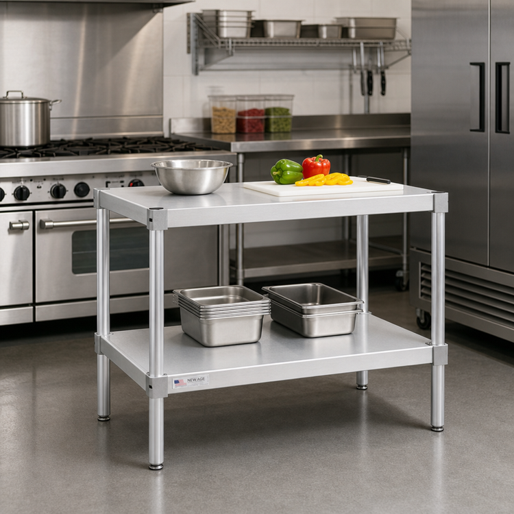 Product image #2 for New Age Modular Aluminum Equipment Stand with 2 Adjustable Solid Shelves, 48 x 18 x 36 Inches