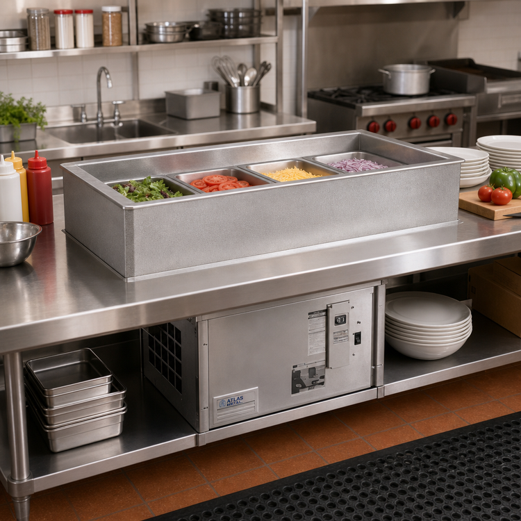 Product image #2 for Atlas Metal RM-4 4-Pan Self-Contained Drop-In Cold Food Well