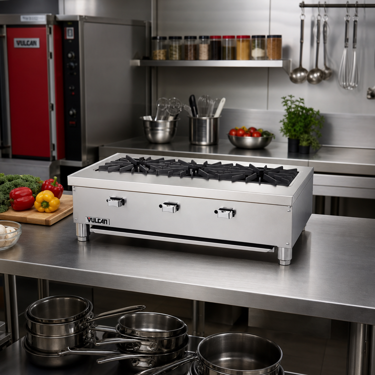 Product image #2 for Vulcan VCRR24 24-Inch Countertop Specialty Gas Hotplate with 2 Burners, 1 Drawer, Stainless Steel