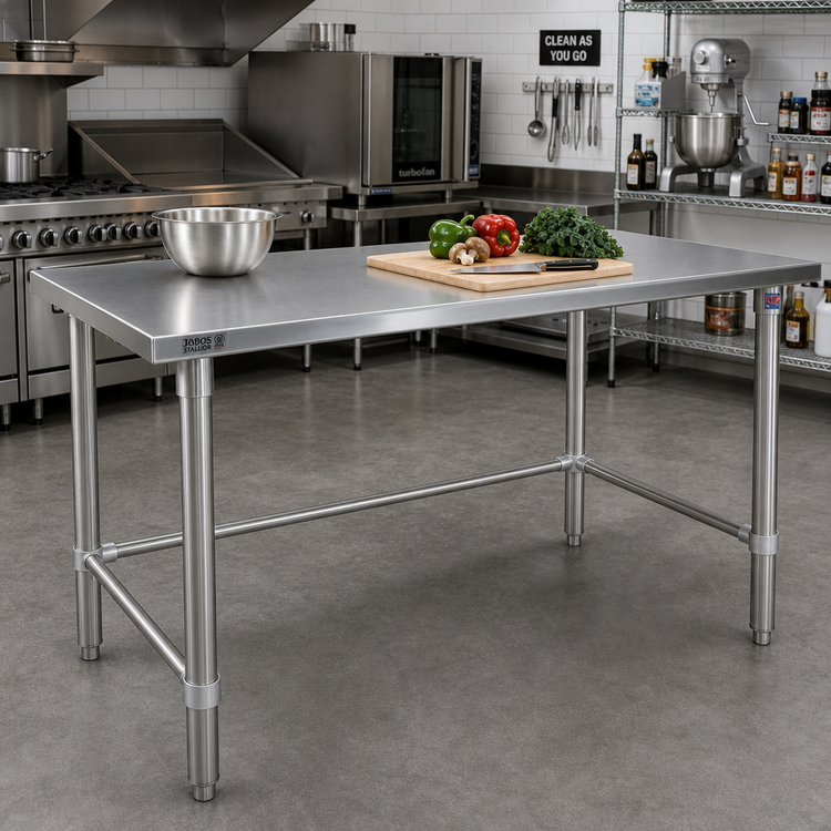 Product image #2 for John Boos Stallion 120" x 24" Stainless Steel Work Table with Safety Edge