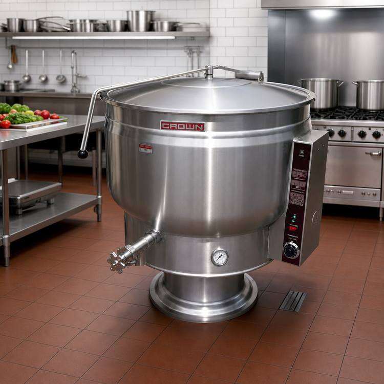 Product image #2 for Crown EP-30F 30 Gallon Electric Full Jacketed Stationary Steam Kettle