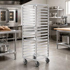 Thumbnail image #2 for Channel Manufacturing 401A Aluminum End-Load Bun Pan Rack, 20 Full-Size Pan Capacity, 3-Inch Spacing, 5-Inch Swivel Casters