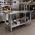 Thumbnail image #2 for Elite Series 60 x 24-Inch 430 Stainless Steel Flat Top Work Table with Galvanized Undershelf