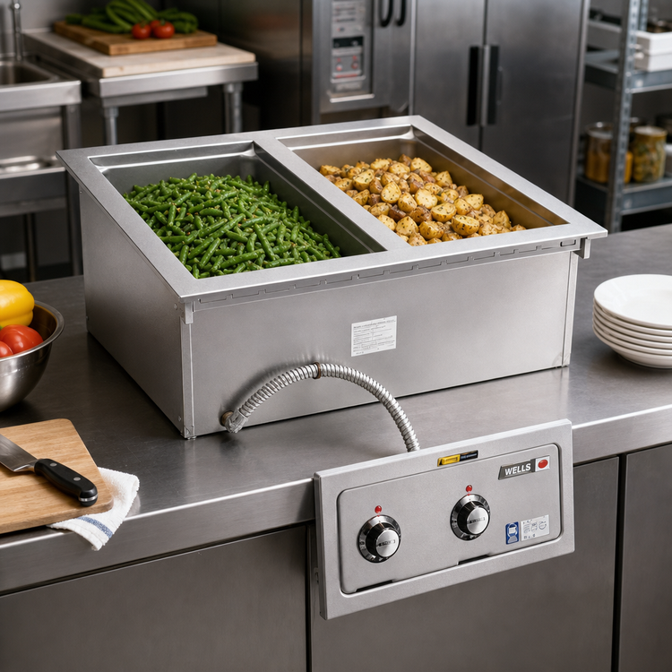 Product image #2 for Wells Top-Mount Built-In Electric Hot Well Food Warmer, 4 1/3-Size Pans