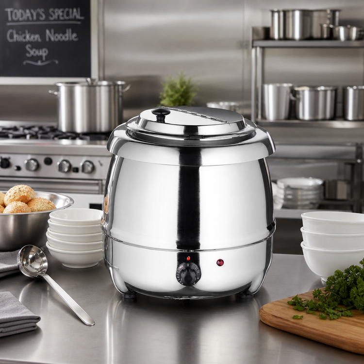 Product image #2 for Winco ESW-70 10 Qt Electric Countertop Soup Warmer with Hinged No-Drip Lid