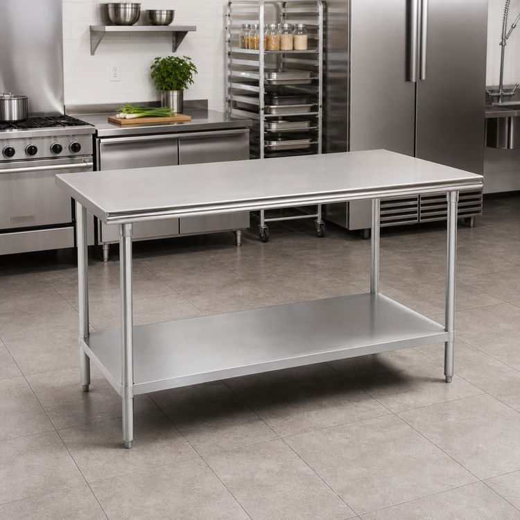 Product image #2 for Advance Tabco Stainless Steel Work Table with Undershelf, 72 x 24 Inches, Flat Top